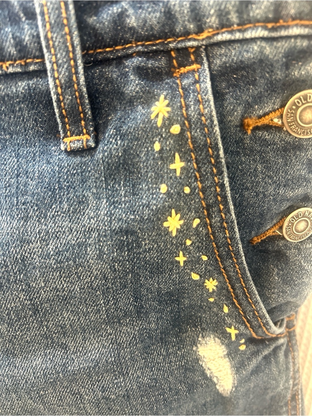 Old Navy Embroidered Denim Shorts Overalls Women XS - Picture 4 of 9